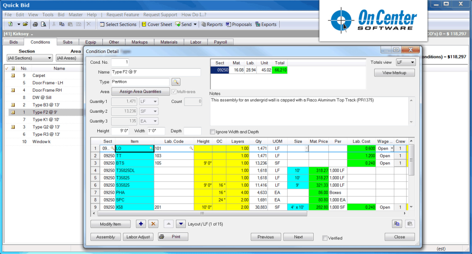 screenshot of Quick Bid